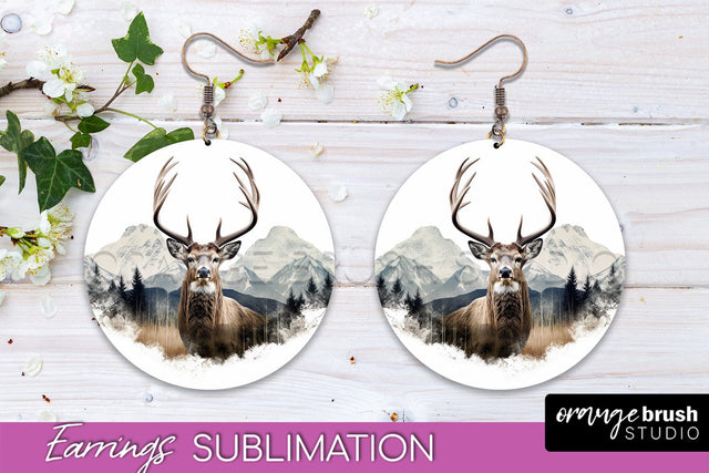 Wild Animals Round Earring Sublimation, Wildlife Earring PNG Sublimation OrangeBrushStudio 