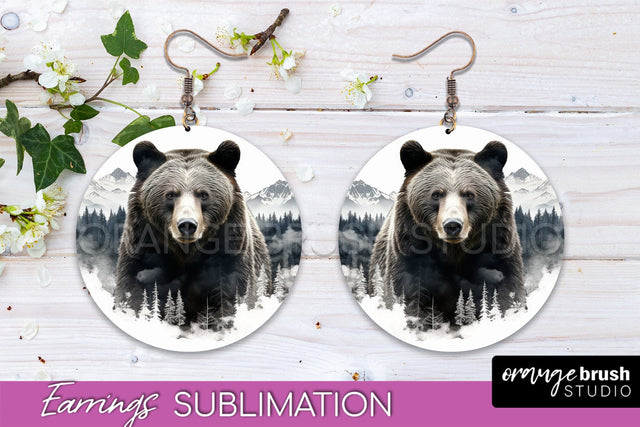 Wild Animals Round Earring Sublimation, Wildlife Earring PNG Sublimation OrangeBrushStudio 