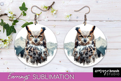 Wild Animals Round Earring Sublimation, Wildlife Earring PNG Sublimation OrangeBrushStudio 
