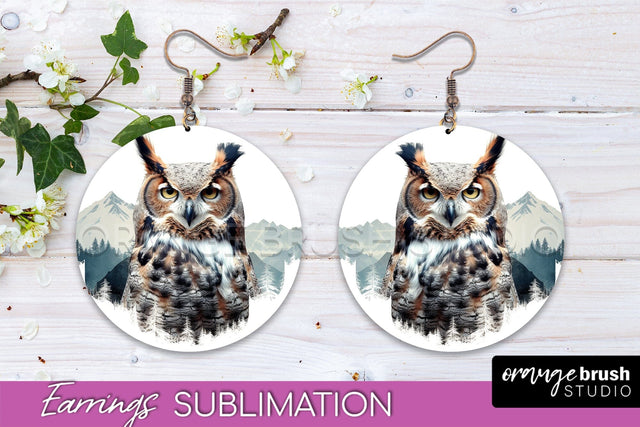 Wild Animals Round Earring Sublimation, Wildlife Earring PNG Sublimation OrangeBrushStudio 