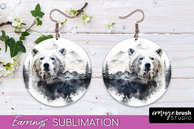 Wild Animals Round Earring Sublimation, Wildlife Earring PNG Sublimation OrangeBrushStudio 