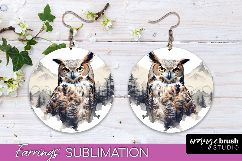 Wild Animals Round Earring Sublimation, Wildlife Earring PNG Sublimation OrangeBrushStudio 