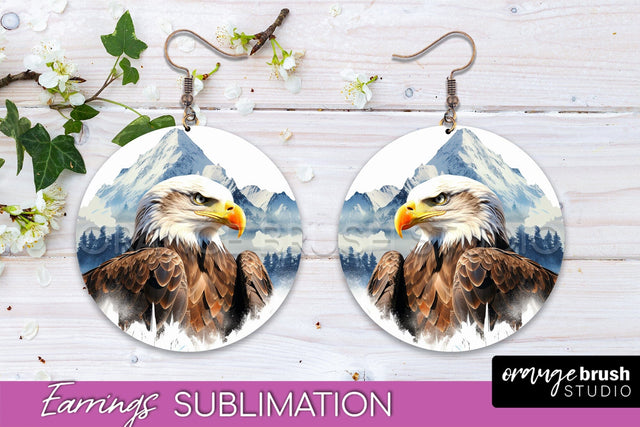 Wild Animals Round Earring Sublimation, Wildlife Earring PNG Sublimation OrangeBrushStudio 