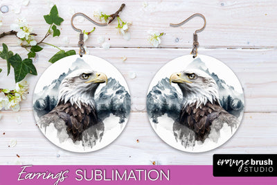 Wild Animals Round Earring Sublimation, Wildlife Earring PNG Sublimation OrangeBrushStudio 