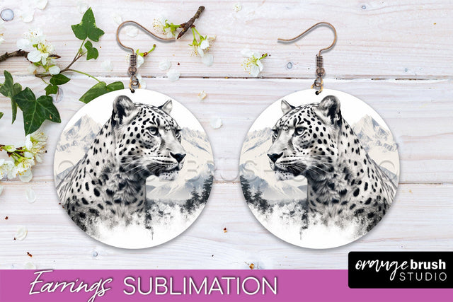Wild Animals Round Earring Sublimation, Wildlife Earring PNG Sublimation OrangeBrushStudio 