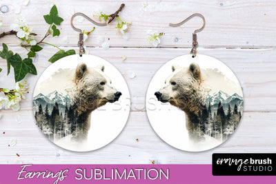 Wild Animals Round Earring Sublimation, Wildlife Earring PNG Sublimation OrangeBrushStudio 