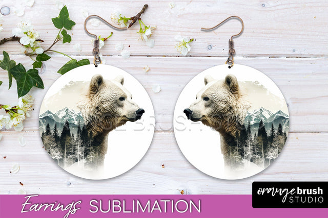 Wild Animals Round Earring Sublimation, Wildlife Earring PNG Sublimation OrangeBrushStudio 