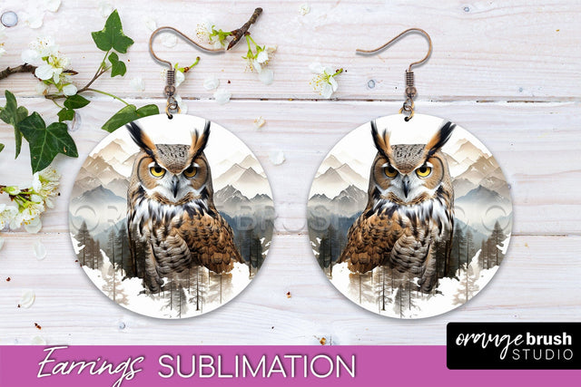 Wild Animals Round Earring Sublimation, Wildlife Earring PNG Sublimation OrangeBrushStudio 