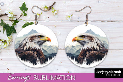 Wild Animals Round Earring Sublimation, Wildlife Earring PNG Sublimation OrangeBrushStudio 