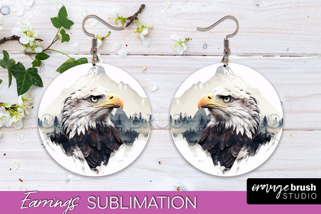 Wild Animals Round Earring Sublimation, Wildlife Earring PNG Sublimation OrangeBrushStudio 