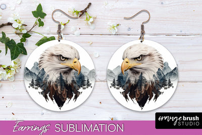 Wild Animals Round Earring Sublimation, Wildlife Earring PNG Sublimation OrangeBrushStudio 