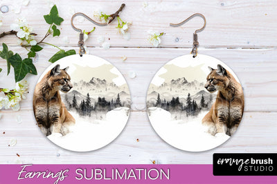 Wild Animals Round Earring Sublimation, Wildlife Earring PNG Sublimation OrangeBrushStudio 