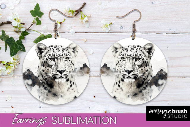 Wild Animals Round Earring Sublimation, Wildlife Earring PNG Sublimation OrangeBrushStudio 