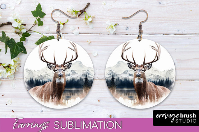 Wild Animals Round Earring Sublimation, Wildlife Earring PNG Sublimation OrangeBrushStudio 