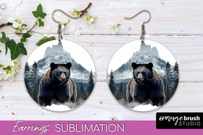 Wild Animals Round Earring Sublimation, Wildlife Earring PNG Sublimation OrangeBrushStudio 