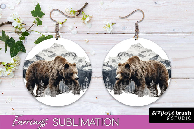 Wild Animals Round Earring Sublimation, Wildlife Earring PNG Sublimation OrangeBrushStudio 