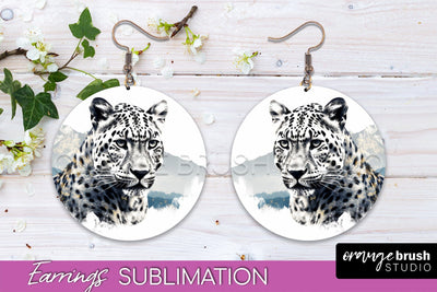 Wild Animals Round Earring Sublimation, Wildlife Earring PNG Sublimation OrangeBrushStudio 