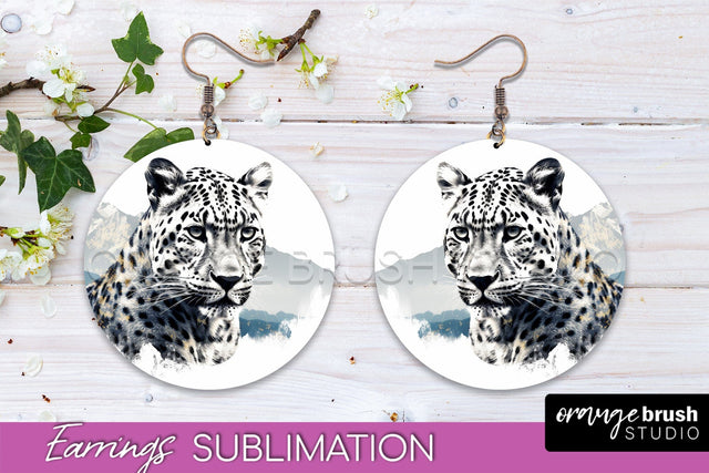 Wild Animals Round Earring Sublimation, Wildlife Earring PNG Sublimation OrangeBrushStudio 