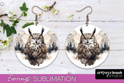 Wild Animals Round Earring Sublimation, Wildlife Earring PNG Sublimation OrangeBrushStudio 