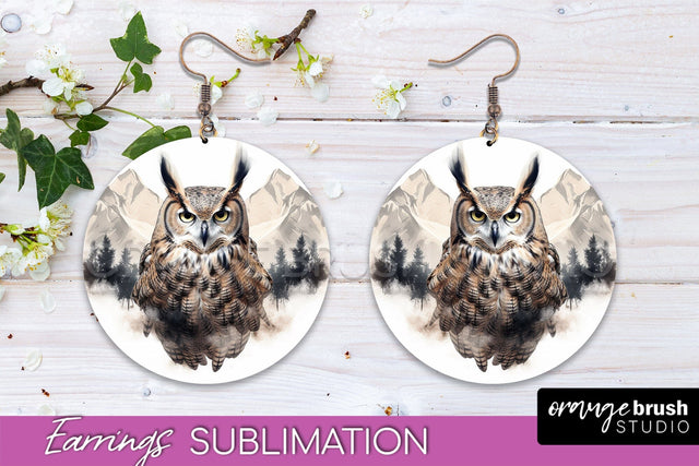 Wild Animals Round Earring Sublimation, Wildlife Earring PNG Sublimation OrangeBrushStudio 