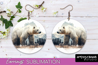 Wild Animals Round Earring Sublimation, Wildlife Earring PNG Sublimation OrangeBrushStudio 