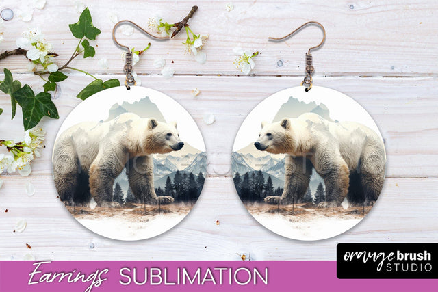 Wild Animals Round Earring Sublimation, Wildlife Earring PNG Sublimation OrangeBrushStudio 