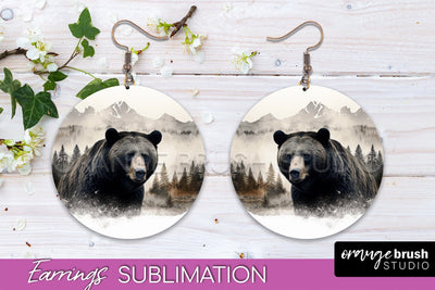 Wild Animals Round Earring Sublimation, Wildlife Earring PNG Sublimation OrangeBrushStudio 