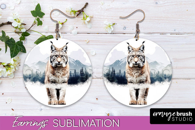 Wild Animals Round Earring Sublimation, Wildlife Earring PNG Sublimation OrangeBrushStudio 