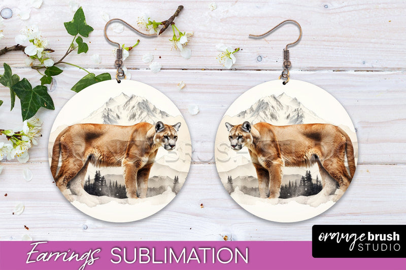 Wild Animals Round Earring Sublimation, Wildlife Earring PNG Sublimation OrangeBrushStudio 