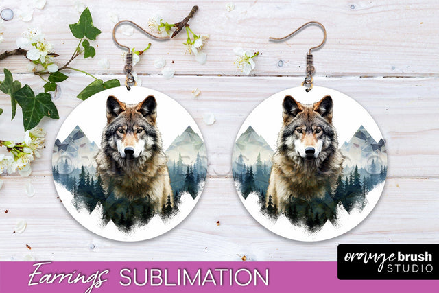 Wild Animals Round Earring Sublimation, Wildlife Earring PNG Sublimation OrangeBrushStudio 