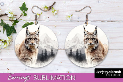 Wild Animals Round Earring Sublimation, Wildlife Earring PNG Sublimation OrangeBrushStudio 