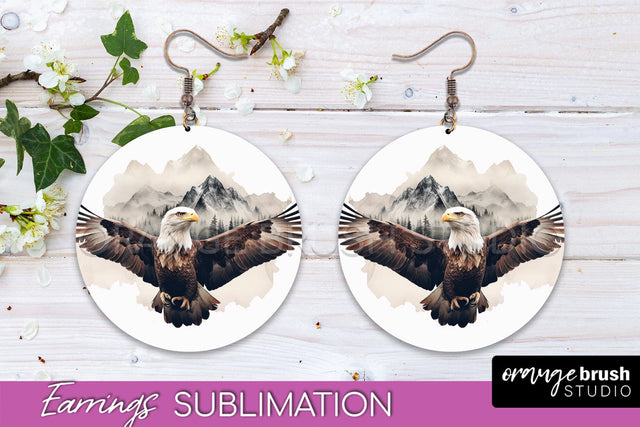 Wild Animals Round Earring Sublimation, Wildlife Earring PNG Sublimation OrangeBrushStudio 