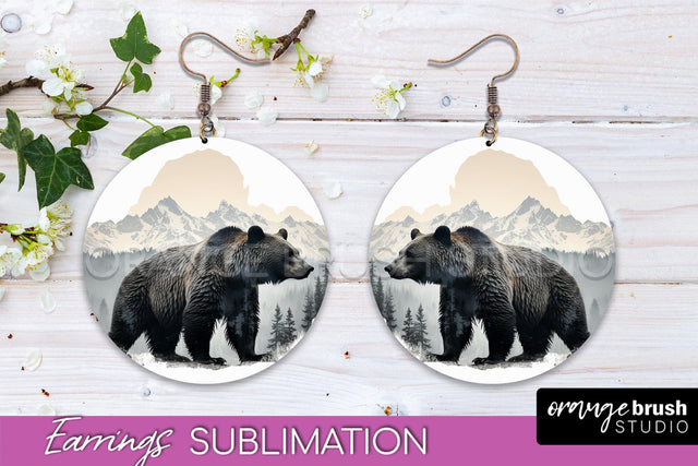 Wild Animals Round Earring Sublimation, Wildlife Earring PNG Sublimation OrangeBrushStudio 