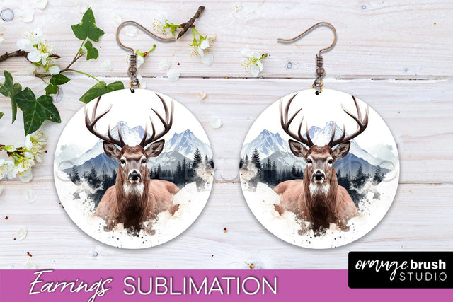 Wild Animals Round Earring Sublimation, Wildlife Earring PNG Sublimation OrangeBrushStudio 