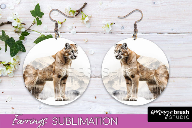 Wild Animals Round Earring Sublimation, Wildlife Earring PNG Sublimation OrangeBrushStudio 