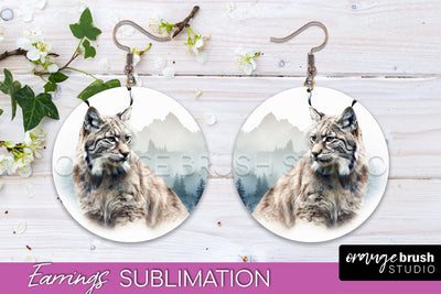 Wild Animals Round Earring Sublimation, Wildlife Earring PNG Sublimation OrangeBrushStudio 