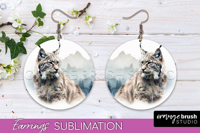 Wild Animals Round Earring Sublimation, Wildlife Earring PNG Sublimation OrangeBrushStudio 