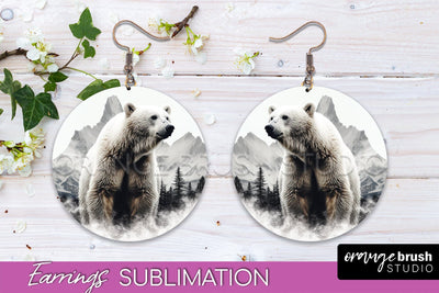Wild Animals Round Earring Sublimation, Wildlife Earring PNG Sublimation OrangeBrushStudio 