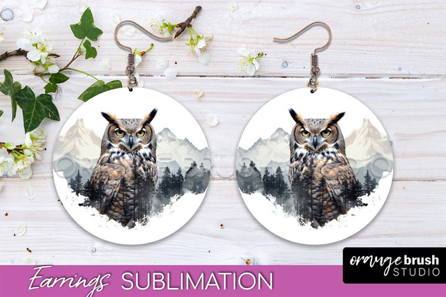 Wild Animals Round Earring Sublimation, Wildlife Earring PNG Sublimation OrangeBrushStudio 