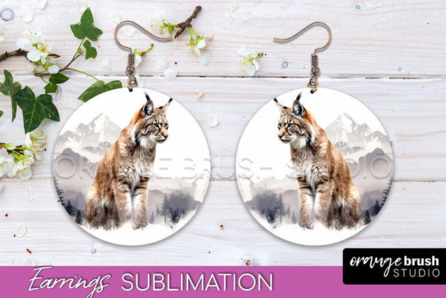 Wild Animals Round Earring Sublimation, Wildlife Earring PNG Sublimation OrangeBrushStudio 