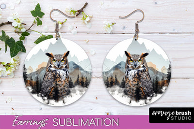 Wild Animals Round Earring Sublimation, Wildlife Earring PNG Sublimation OrangeBrushStudio 