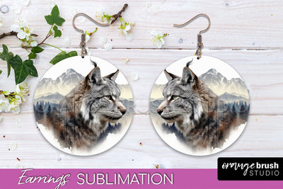 Wild Animals Round Earring Sublimation, Wildlife Earring PNG Sublimation OrangeBrushStudio 
