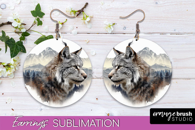 Wild Animals Round Earring Sublimation, Wildlife Earring PNG Sublimation OrangeBrushStudio 