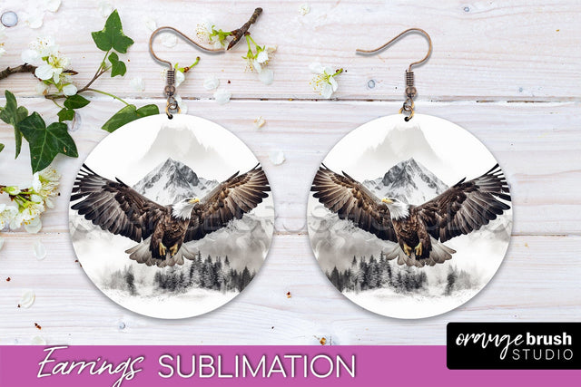 Wild Animals Round Earring Sublimation, Wildlife Earring PNG Sublimation OrangeBrushStudio 