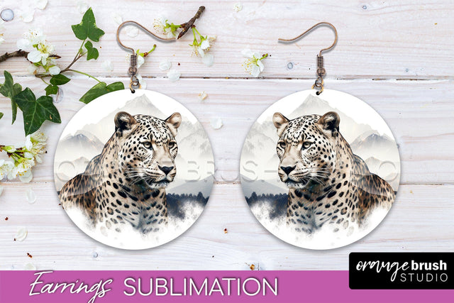 Wild Animals Round Earring Sublimation, Wildlife Earring PNG Sublimation OrangeBrushStudio 