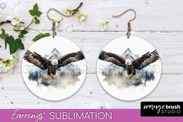 Wild Animals Round Earring Sublimation, Wildlife Earring PNG Sublimation OrangeBrushStudio 