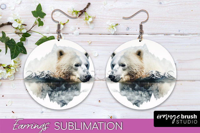 Wild Animals Round Earring Sublimation, Wildlife Earring PNG Sublimation OrangeBrushStudio 