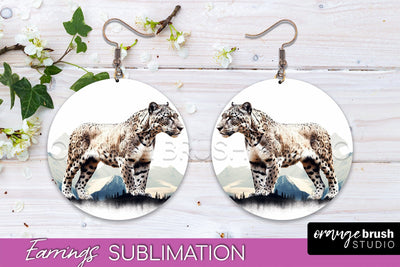 Wild Animals Round Earring Sublimation, Wildlife Earring PNG Sublimation OrangeBrushStudio 