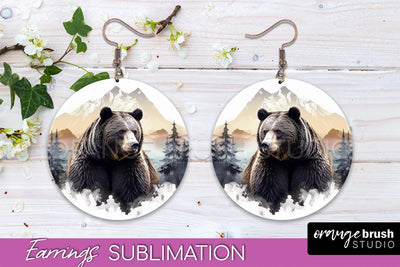 Wild Animals Round Earring Sublimation, Wildlife Earring PNG Sublimation OrangeBrushStudio 