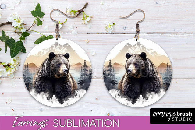 Wild Animals Round Earring Sublimation, Wildlife Earring PNG Sublimation OrangeBrushStudio 